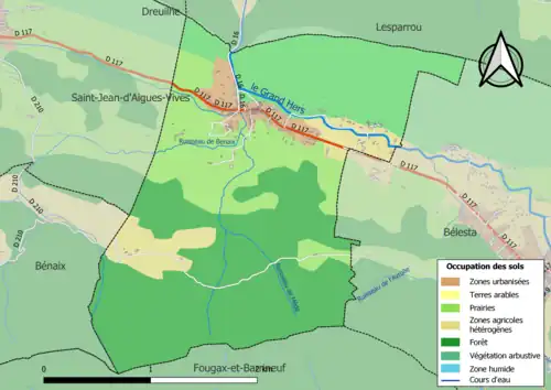 Carte en couleurs présentant l'occupation des sols.