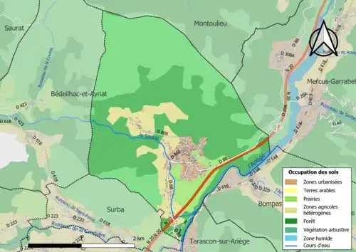 Carte en couleurs présentant l'occupation des sols.