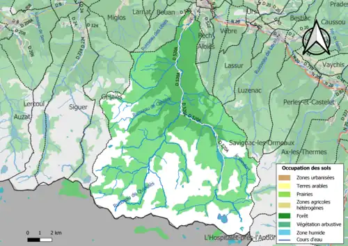 Carte en couleurs présentant l'occupation des sols.