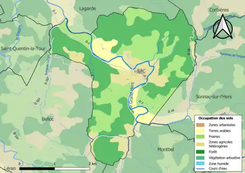 Carte en couleurs présentant l'occupation des sols.