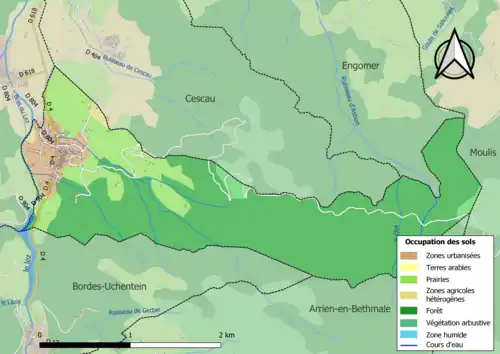 Carte en couleurs présentant l'occupation des sols.