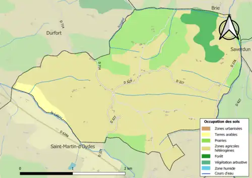 Carte en couleurs présentant l'occupation des sols.