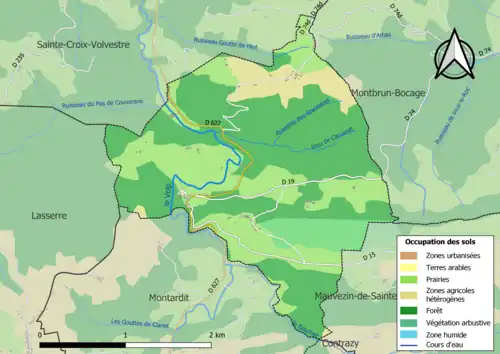 Carte en couleurs présentant l'occupation des sols.