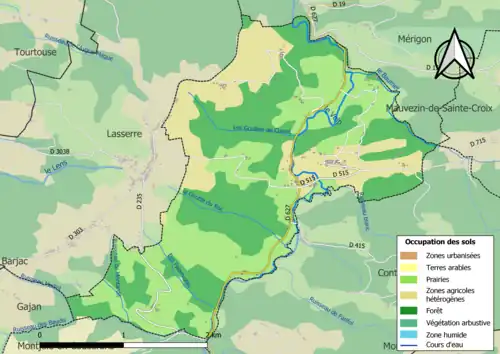 Carte en couleurs présentant l'occupation des sols.