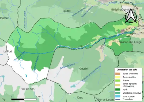 Carte en couleurs présentant l'occupation des sols.