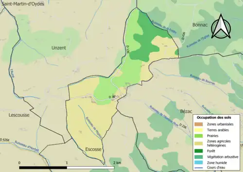 Carte en couleurs présentant l'occupation des sols.
