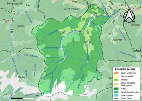 Carte en couleurs présentant l'occupation des sols.