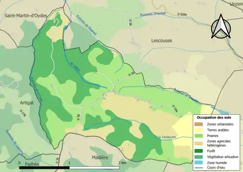 Carte en couleurs présentant l'occupation des sols.