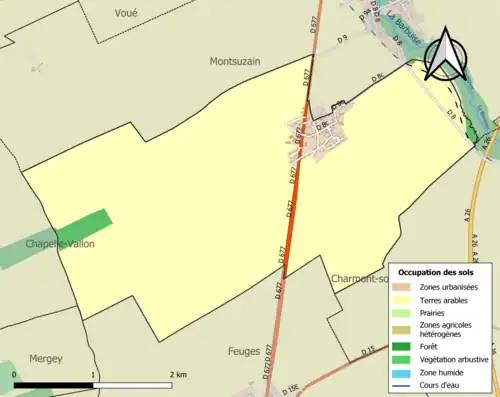 Carte en couleurs présentant l'occupation des sols.