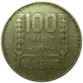 Revers de la pièce de 100 francs Algérie, 1950