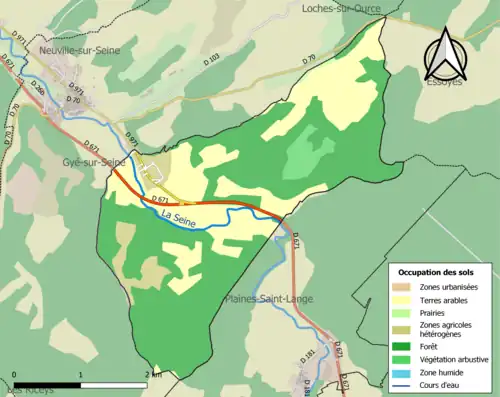 Carte en couleurs présentant l'occupation des sols.