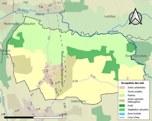 Carte en couleurs présentant l'occupation des sols.