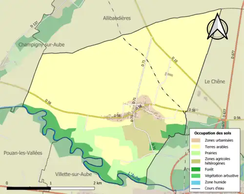 Carte en couleurs présentant l'occupation des sols.