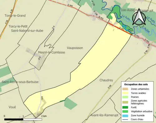 Carte en couleurs présentant l'occupation des sols.
