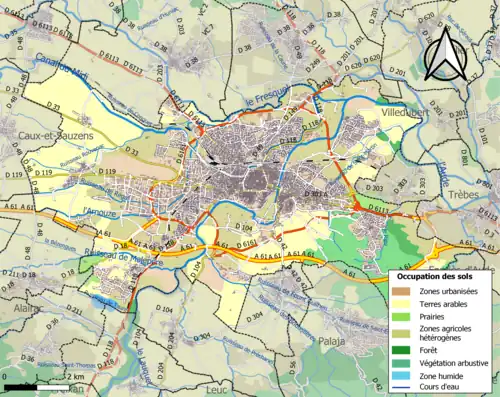Carte en couleurs présentant l'occupation des sols.