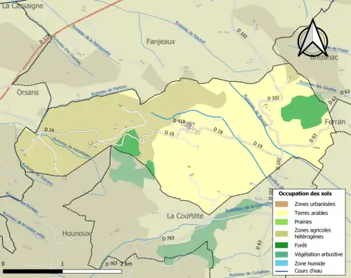 Carte en couleurs présentant l'occupation des sols.