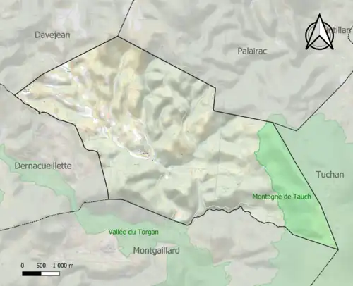 Carte de la ZNIEFF de type 1 sur la commune.