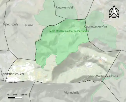Carte de la ZNIEFF de type 1 sur la commune.