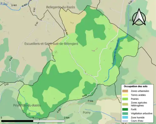 Carte en couleurs présentant l'occupation des sols.