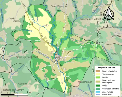 Carte en couleurs présentant l'occupation des sols.