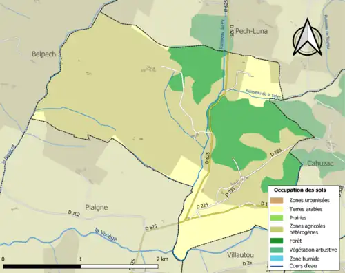 Carte en couleurs présentant l'occupation des sols.