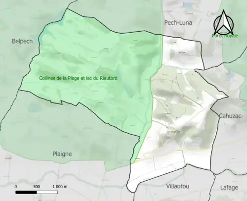 Carte de la ZNIEFF de type 1 sur la commune.
