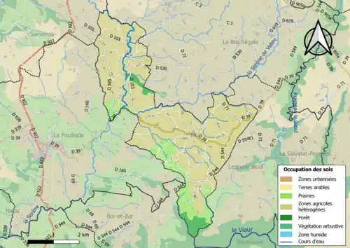 Carte en couleurs présentant l'occupation des sols.