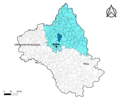 Rodelle dans l'arrondissement de Rodez en 2020.