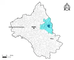 Saint-Saturnin-de-Lenne dans l'intercommunalité en 2020.