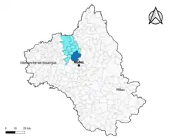 Salles-la-Source dans l'intercommunalité en 2020.