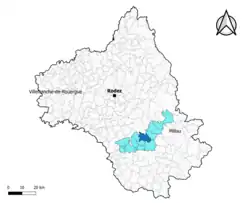 Viala-du-Tarn dans l'intercommunalité en 2020.