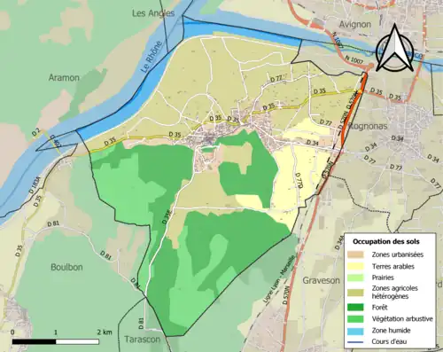 Carte en couleurs présentant l'occupation des sols.