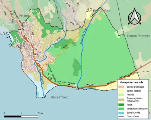 Carte en couleurs présentant l'occupation des sols.
