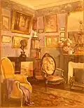 Victor Robic : Le salon. Lorient (1929, aquarelle, Musée du Faouët).
