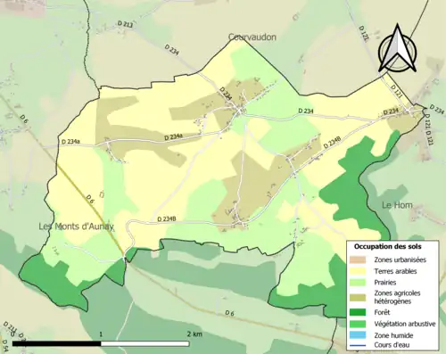 Carte en couleurs présentant l'occupation des sols.