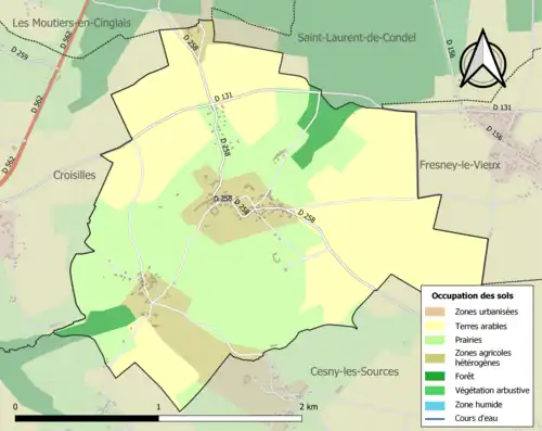 Carte en couleurs présentant l'occupation des sols.