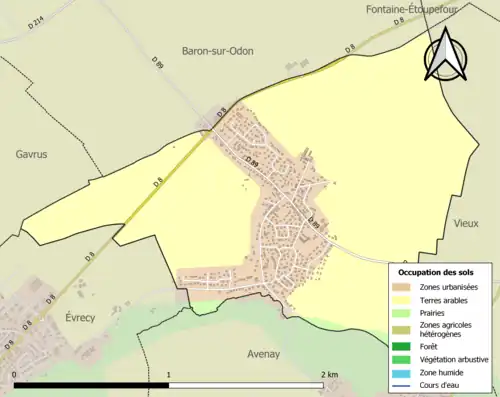 Carte en couleurs présentant l'occupation des sols.