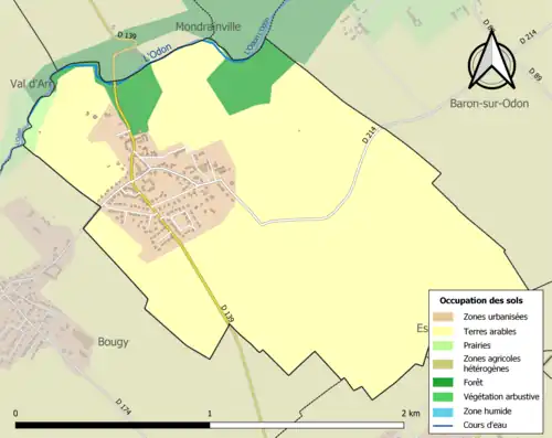 Carte en couleurs présentant l'occupation des sols.