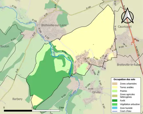 Carte en couleurs présentant l'occupation des sols.