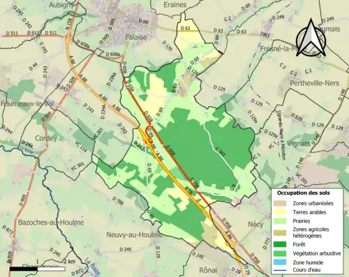 Carte en couleurs présentant l'occupation des sols.