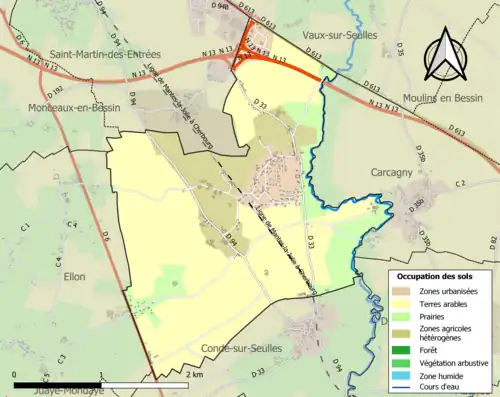 Carte en couleurs présentant l'occupation des sols.