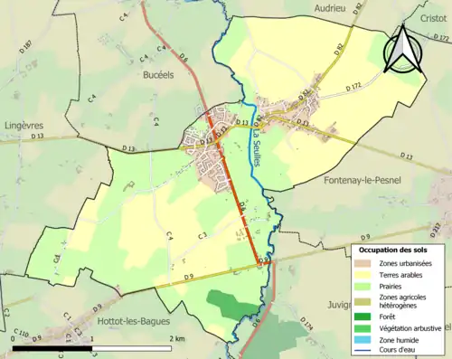 Carte en couleurs présentant l'occupation des sols.
