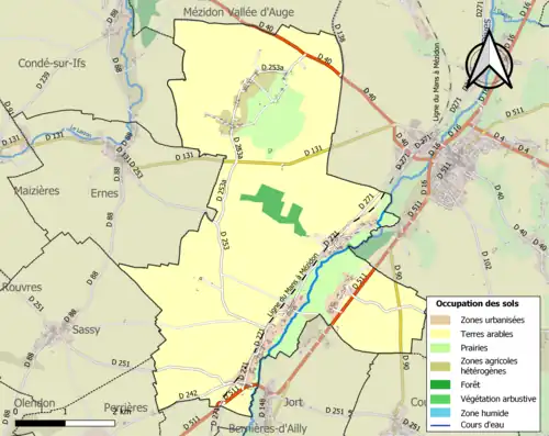Carte en couleurs présentant l'occupation des sols.