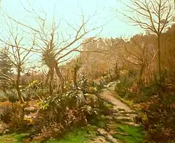 Alphonse Le Leuxhe (1880-1914) : Le chemin de Sainte-Barbe [au Faouët] (huile sur toile, vers 1914, Musée du Faouët)