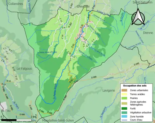 Carte en couleurs présentant l'occupation des sols.