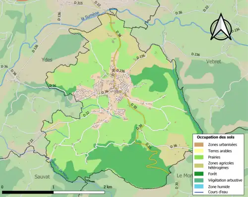 Carte en couleurs présentant l'occupation des sols.