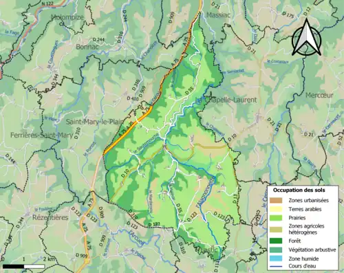 Carte en couleurs présentant l'occupation des sols.