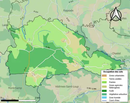 Carte en couleurs présentant l'occupation des sols.