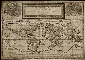 Totius Orbis Cogniti Universalis de Gerard Jode, 35&nbsp;×&nbsp;50&nbsp;cm.