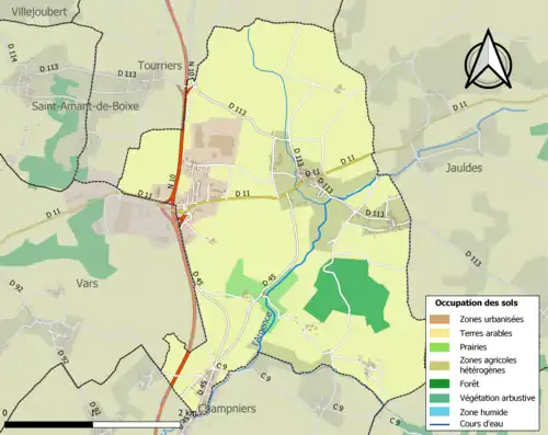 Carte en couleurs présentant l'occupation des sols.